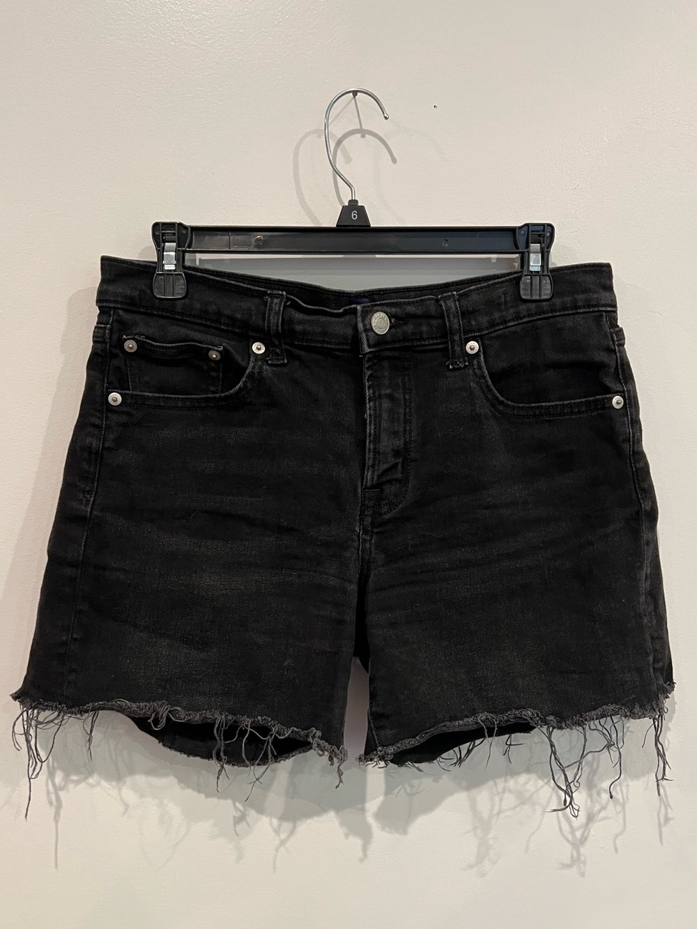 GAP Black Frayed Hem Denim Shorts